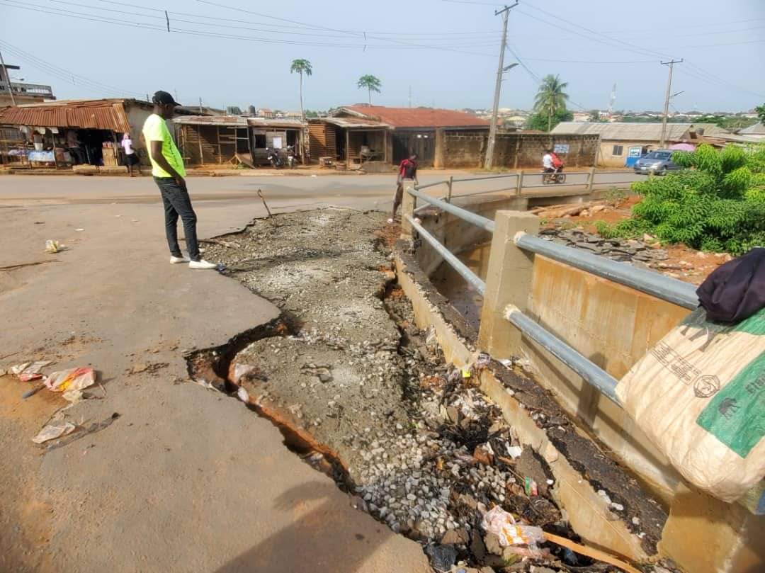 Ogun Road Collapses Two Months After Construction