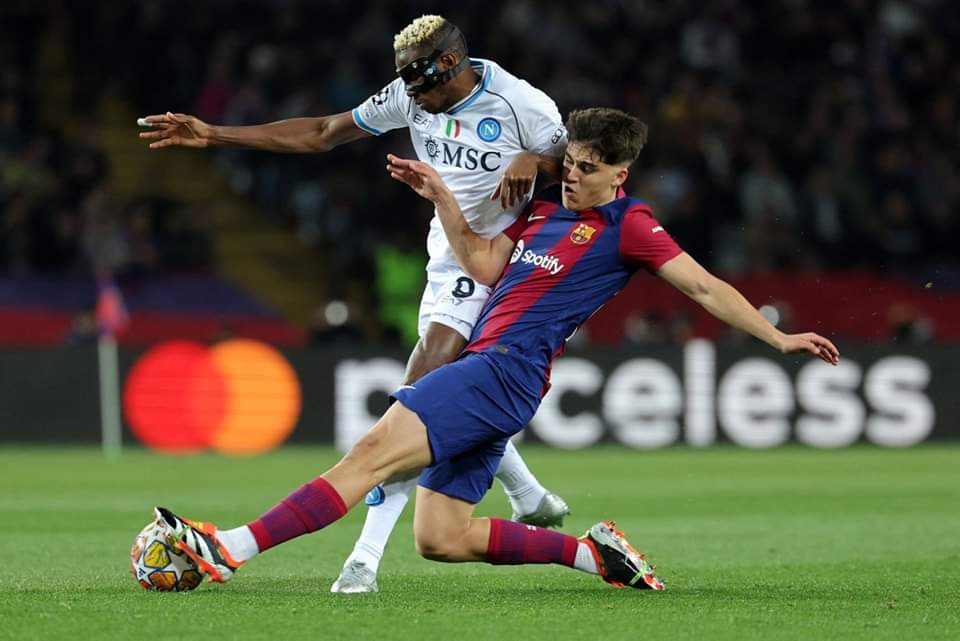 Just In: 17 year old debutant cages Osimhen as Barca dump Napoli out of Champions League
