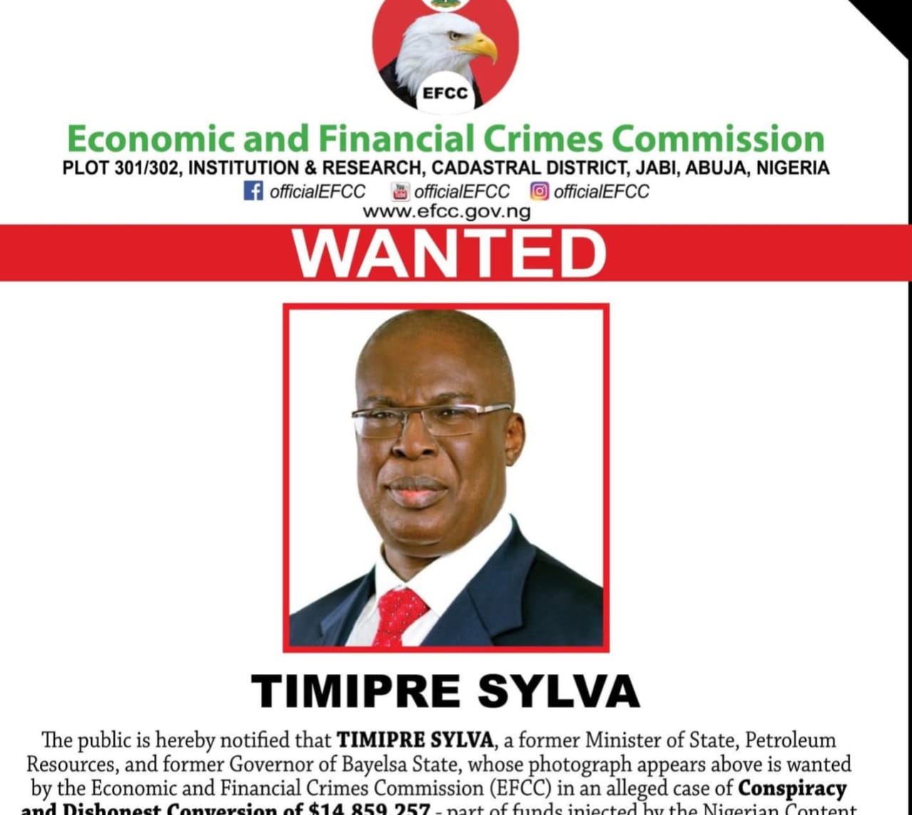 Breaking: EFCC declares Timipre Sylva, former petroleum minister, wanted over $14.9m fraud
